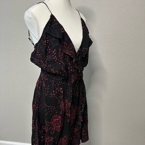 Express Black and Red Faux Wrap Front Mini Sundress